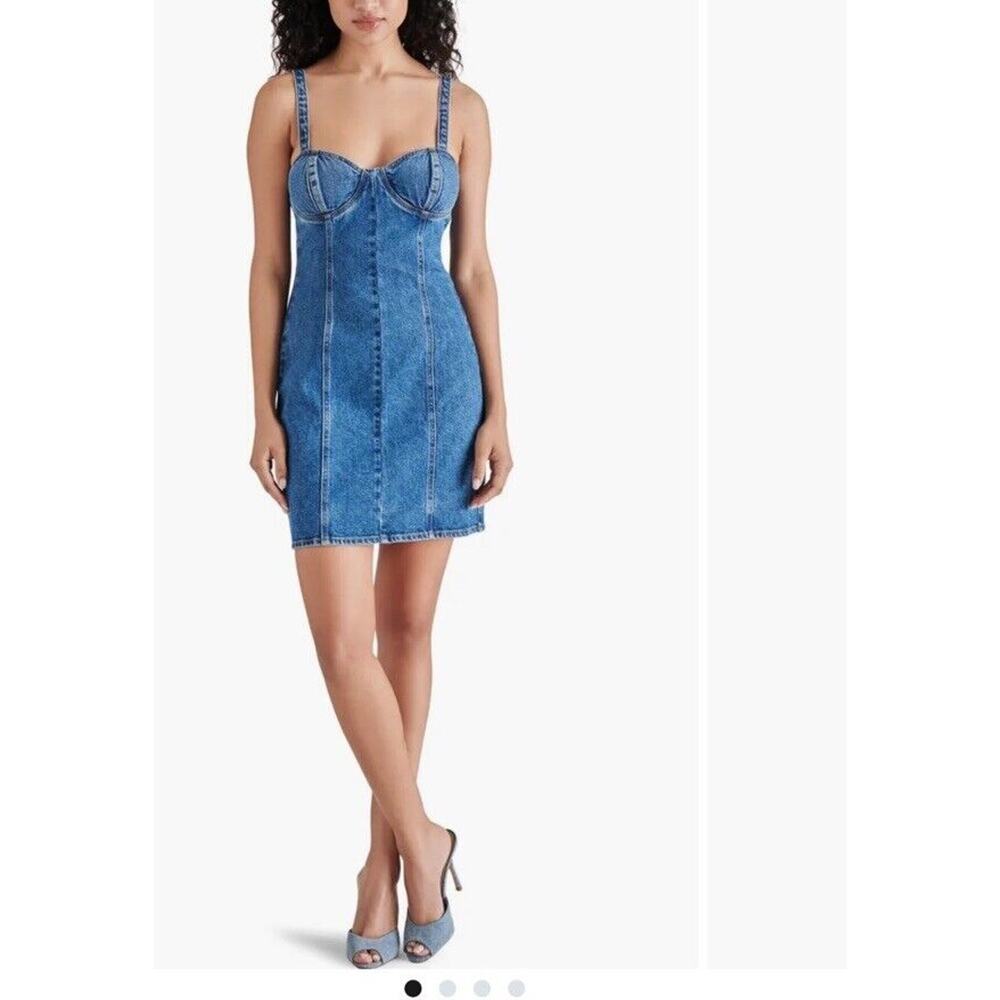 NEW Steve Madden Denim size XL‎ Corset Mini Blue Jean Dress Summer Sweetheart!